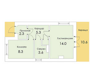МЖК «ЭКО ном и Я», планировка 1-комнатной квартиры, 37.30 м²
