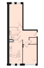 МЖК «Бристоль Москва», планировка 2-комнатной квартиры, 67.78 м²