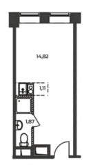 Апарт-отель «Loft на Вернадского 41», планировка студии, 17.80 м²