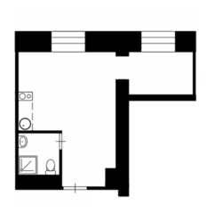 Апарт-отель «Loft на Вернадского 41», планировка студии, 28.50 м²