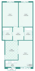 ЖК «Халькон», планировка 3-комнатной квартиры, 74.70 м²