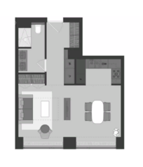 ЖК «Prime Park», планировка 1-комнатной квартиры, 40.90 м²