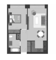 ЖК «Prime Park», планировка 2-комнатной квартиры, 47.60 м²