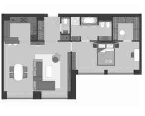 ЖК «Prime Park», планировка 2-комнатной квартиры, 82.10 м²