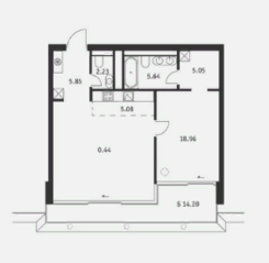 ЖК «Бадаевский», планировка 2-комнатной квартиры, 77.50 м²