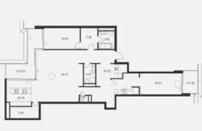 ЖК «Бадаевский», планировка 3-комнатной квартиры, 163.10 м²