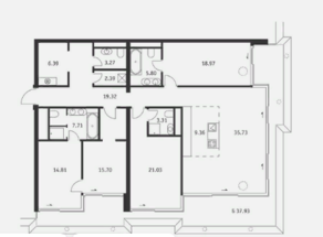 ЖК «Бадаевский», планировка 4-комнатной квартиры, 175.20 м²