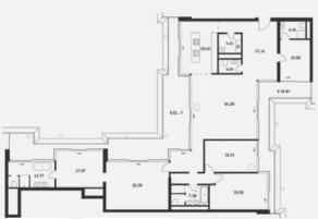 ЖК «Бадаевский», планировка 5-комнатной квартиры, 245.60 м²