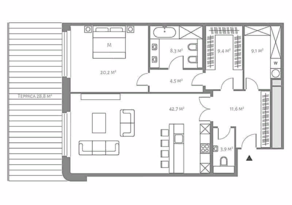 МФК «Fairmont Vesper Residences», планировка 2-комнатной квартиры, 109.70 м²