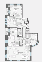 ЖК «Клубный дом Чистые Пруды», планировка 5-комнатной квартиры, 259.00 м²