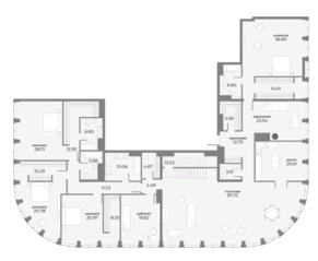 Апарт-комплекс «Sky View», планировка 5-комнатной квартиры, 386.00 м²