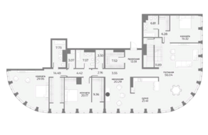 Апарт-комплекс «Sky View», планировка 5-комнатной квартиры, 269.44 м²