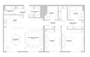 МФК «Пироговская 14», планировка 2-комнатной квартиры, 138.69 м²