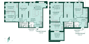ЖК «Magnifika», планировка 5-комнатной квартиры, 174.64 м²