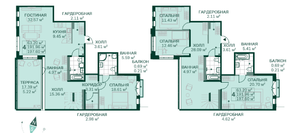 ЖК «Magnifika», планировка 4-комнатной квартиры, 197.60 м²