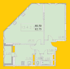 ЖК «Центральный» (Щелково), планировка 2-комнатной квартиры, 82.75 м²
