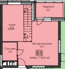 ЖК «Измайловский проезд 22-1», планировка студии, 54.30 м²