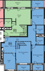 ЖК «Измайловский проезд 22-1», планировка 3-комнатной квартиры, 129.70 м²
