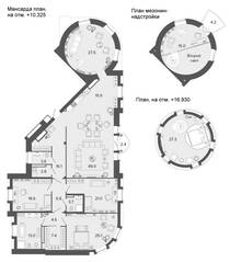 ЖК «Крестовский IV», планировка 5-комнатной квартиры, 257.40 м²