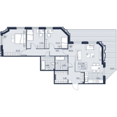 ЖК «Alter», планировка 3-комнатной квартиры, 119.24 м²