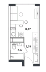 Апарт-отель «Измайловский парк», планировка студии, 18.77 м²