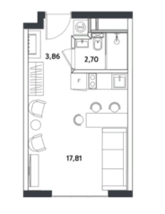 Апарт-отель «Измайловский парк», планировка студии, 24.37 м²
