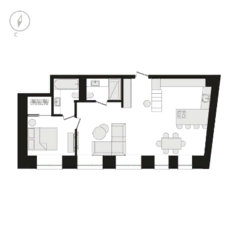 Апарт-отель «RestArt», планировка 2-комнатной квартиры, 57.10 м²