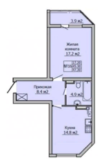 МЖК «Метелица», планировка 1-комнатной квартиры, 47.30 м²