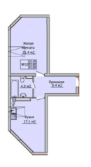 МЖК «Метелица», планировка 1-комнатной квартиры, 51.80 м²