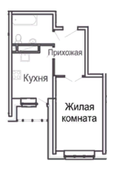 ЖК «Молодежный», планировка 1-комнатной квартиры, 38.18 м²