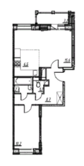 ЖК «Опалиха О3», планировка 2-комнатной квартиры, 46.50 м²