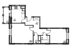 ЖК «Опалиха О3», планировка 2-комнатной квартиры, 48.30 м²