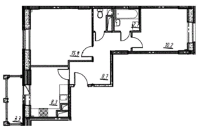 ЖК «Опалиха О3», планировка 2-комнатной квартиры, 48.40 м²