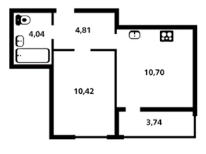 ЖК «Дмитров Парк», планировка 1-комнатной квартиры, 31.84 м²