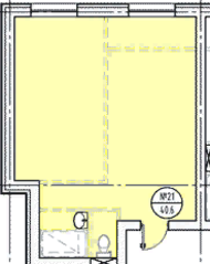 МЖК «Солнечный 2017», планировка 1-комнатной квартиры, 44.60 м²