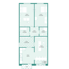 ЖК «Халькон», планировка 3-комнатной квартиры, 78.90 м²