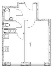 ЖК «Квартал Гальчино», планировка 1-комнатной квартиры, 32.20 м²