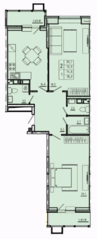 ЖК «River Park», планировка 2-комнатной квартиры, 74.60 м²