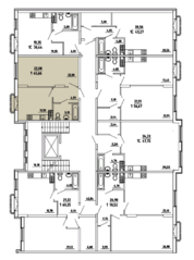 МЖК «Грибовский лес», планировка 1-комнатной квартиры, 45.66 м²