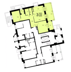 ЖК «Лесобережный», планировка 3-комнатной квартиры, 84.40 м²