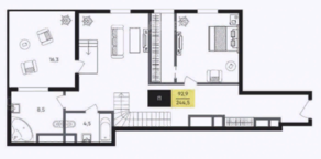МФК «Titul на Серебрянической», планировка 4-комнатной квартиры, 245.40 м²