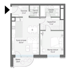ЖК Дом «Лаврушинский», планировка 1-комнатной квартиры, 65.00 м²