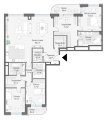 ЖК Дом «Лаврушинский», планировка 3-комнатной квартиры, 196.00 м²