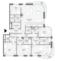 ЖК Дом «Лаврушинский», планировка 5-комнатной квартиры, 250.00 м²