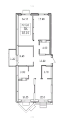 ЖК «Видный берег 2», планировка 4-комнатной квартиры, 85.10 м²