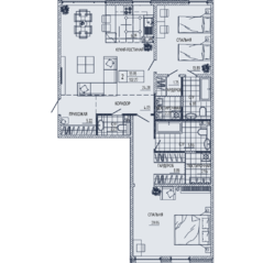 ЖК «Маленькая Франция», планировка 2-комнатной квартиры, 102.27 м²