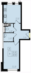 МЖК «Бристоль Москва», планировка 1-комнатной квартиры, 38.80 м²