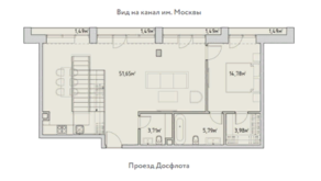 Апарт-отель «Досфлота, 10», планировка 1-комнатной квартиры, 86.04 м²