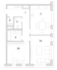 ЖК «Сенатор», планировка 2-комнатной квартиры, 67.10 м²