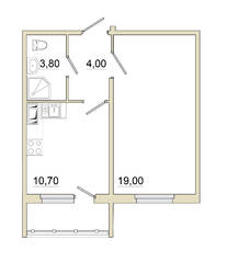 ЖК «Granholm Village», планировка 1-комнатной квартиры, 39.20 м²